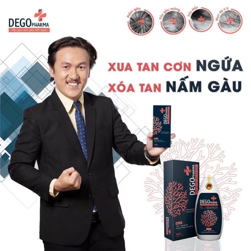 Combo 3 Dầu Gội Đầu DEGO PHARMA 80ml Dứt Điểm Gàu Ngứa Nấm Da Đầu & Viêm Da Tiết Bã