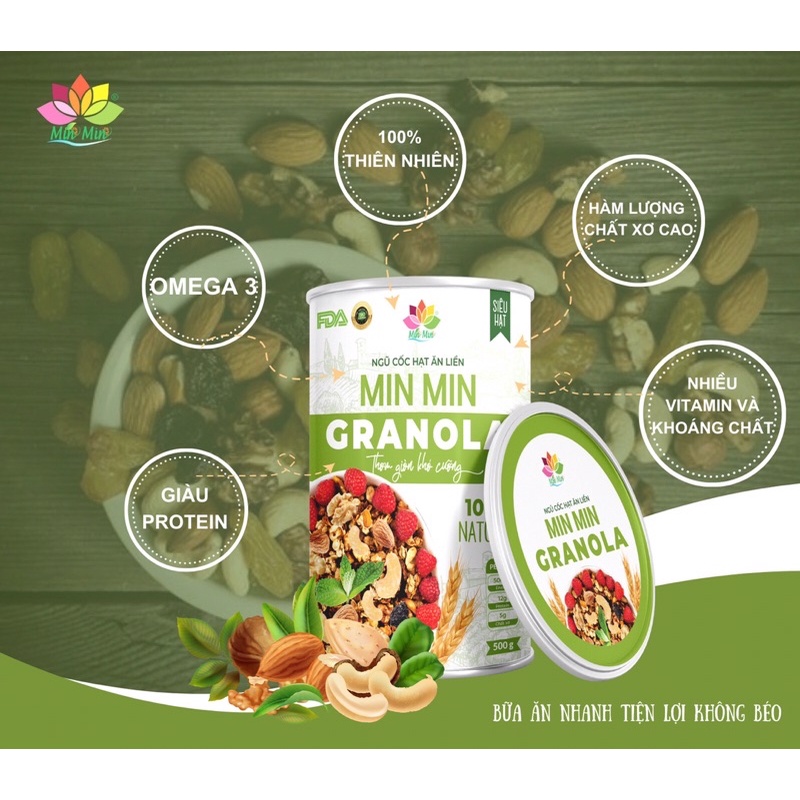 Ảnh Ngũ cốc hạt ăn liền Granola Min Min hộp 500g 4