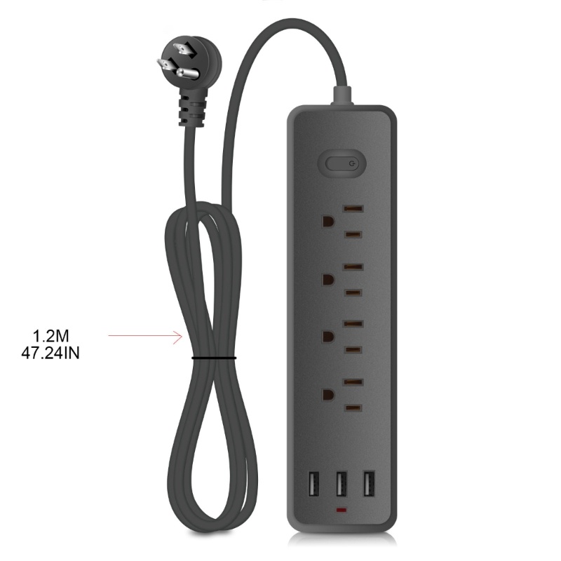 Star 7 trong 1 Power Strip Surge Protector US Plug Wall Outlet Adapter với 4 cổng AC-Outlets có nhịp độ rộng 3x cổng USB