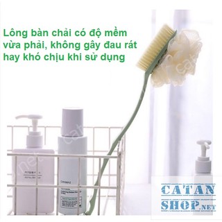 Cây cọ lưng tắm 2 đầu bông vải lưới và lông bàn chải sản phẩm cần thiết cho phòng tắm