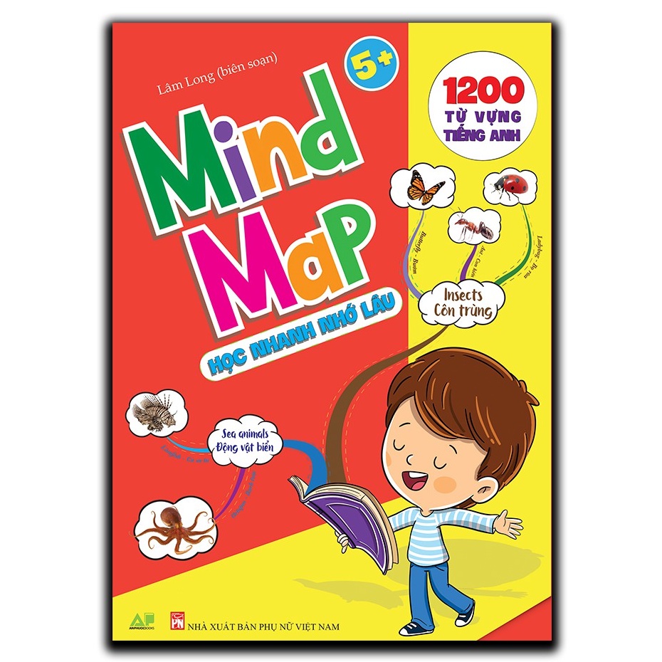 Sách - 1200 Từ Vựng Tiếng Anh Cho Bé - Mind Map Học Nhanh, Nhớ Lâu ( 5 TUỔI +)