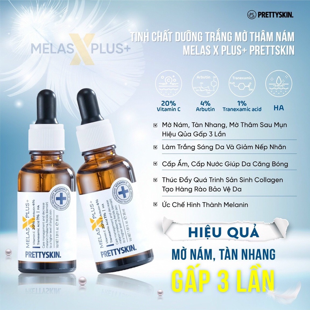 Product image (Trả giá còn 380k) Tinh chất/ Serum Dưỡng Trắng Mờ Thâm Nám Pretty Skin Melas X Plus 30ml 5