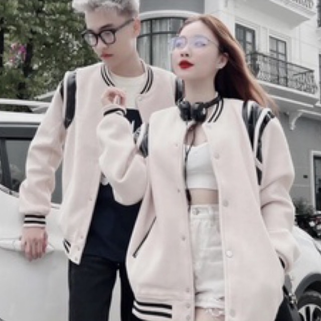 [Ảnh Thật ] Áo Khoác Bomber Unisex Dạ 2 lớp phối sọc pha da nam nữ