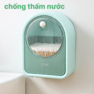 Dụng cụ đựng bông tẩy trang, Hộp đựng tăm bông Nice chất liệu nhựa treo tường tiện lợi-12662
