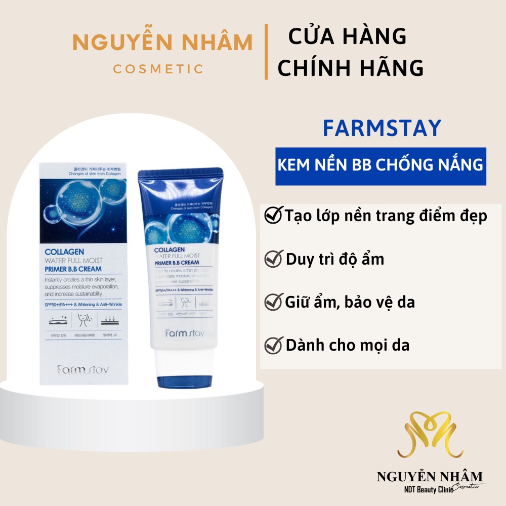 Kem Nền B.B Chống Nắng Collagen SPF 50+/PA+++ Farmstay Collagen Water ...