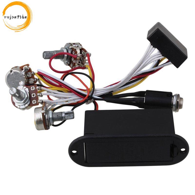 2 Band Active Bass Guitar EQ Equalizer Preamp Circuit Pickup Đen