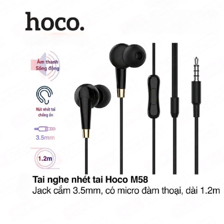 Tai nghe nhạc nhét tai Hoco.58 chân cắm 3.5mm với loa siêu trầm đa chức ...