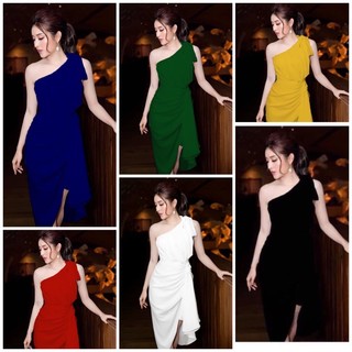 Đầm body lệch vai nhúng eo cao cấp (đầm dự tiệc cao cấp) tặng hoa tai TẶNG KÈM HOA TAI THỜI TRANG
