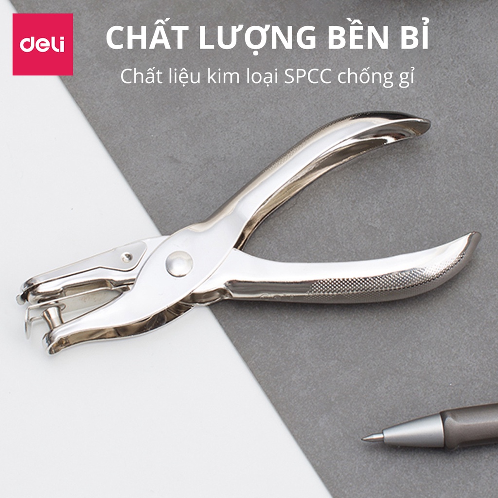 Kìm Bấm Đục Lỗ Giấy Refill Deli Dụng Cụ Bấm Lỗ Giấy Làm Sổ Còng Cầm Tay Tiện Lợi - E0114