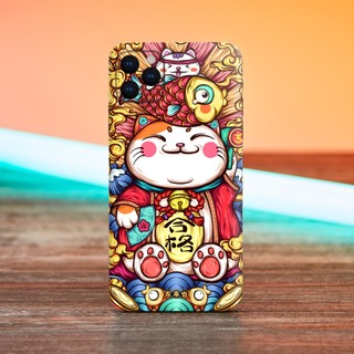 Tấm dán Skin Mặt Sau Mèo Thần Tài M07 FULL VIỀN Dành Cho 14prm,13prm , 12prm , 11prm , ip11 , ip12 , ip13 - FukiShop