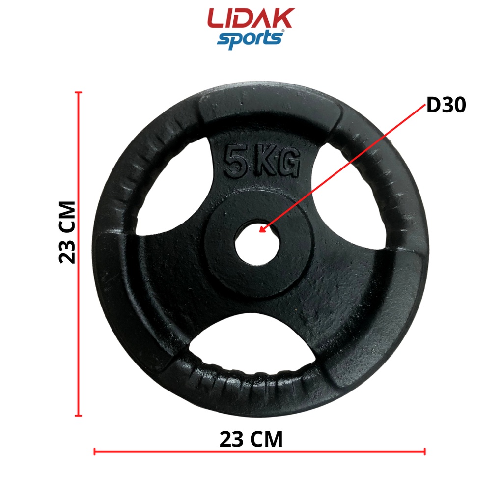 Ảnh Tạ gang 5kg, bánh tạ tập gym lỗ phi 30 đúc nguyên khối được sử lý bề mặt trước khi sơn - LIDAK SPORT 2