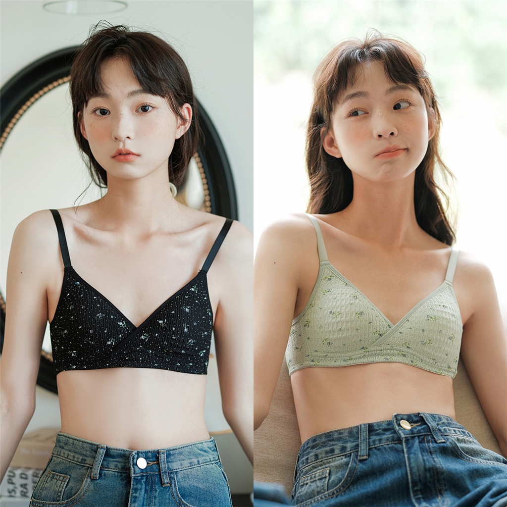 Áo Ngực Cotton 3 / 4 Cúp Chữ V Không Gọng Không Đường May Gợi Cảm Cho Nữ
