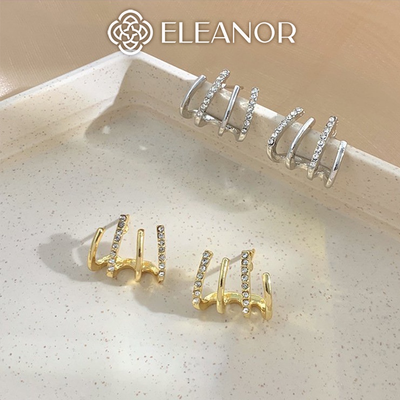 Bông tai nữ chuôi bạc 925 Eleanor Accessories nhiều vòng sát vành phụ kiện trang sức 3674