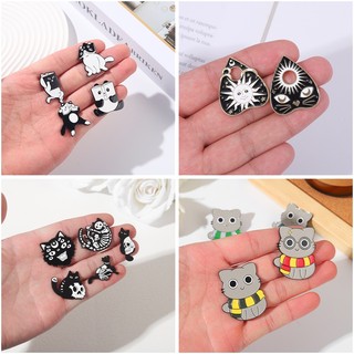 3-5 Cái / bộ Mèo Kim Loại Pin Hoạt Hình Dễ Thương Động Vật Men Trâm Cá Tính Mèo Đen Ba Lô Phụ Kiện Quà Tặng Cho Bạn Bè