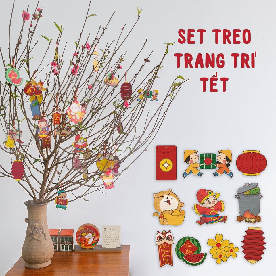 Decor Tết, Đồ Trang Trí Tết 2024 Treo Trang Trí Cây Đào, Mai, Quất ...