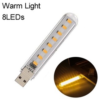 (freeship) Combo 2 Đèn led usb trong suốt 8 bóng siêu sáng, trong suốt ánh sáng Trắng