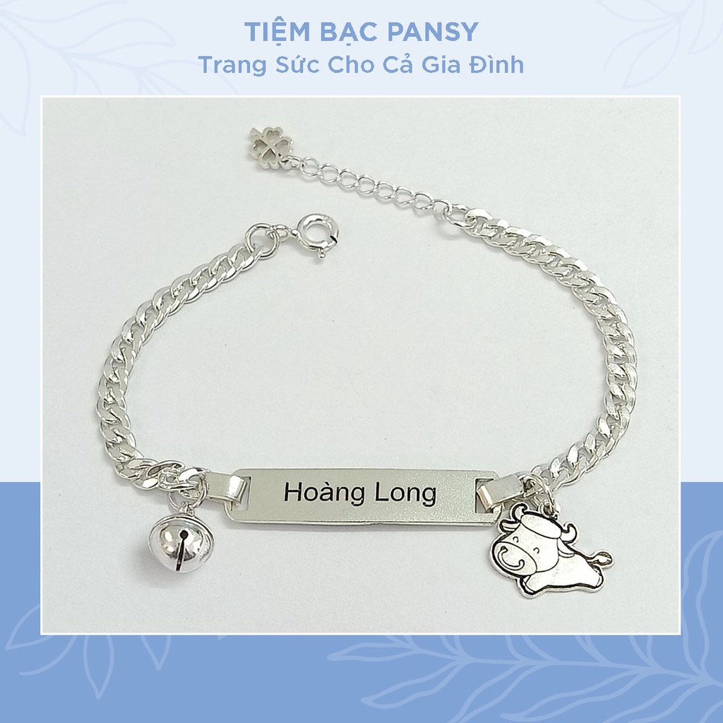 Lắc bạc cho bé khắc tên miễn phí - Vòng bạc trẻ em chỉnh được kích cỡ đeo tay, chân đều được