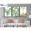 Bộ 3 Tranh Lá Cây Xanh Treo Tường , Tranh Tráng Gương ( Bộ 3 Tấm )