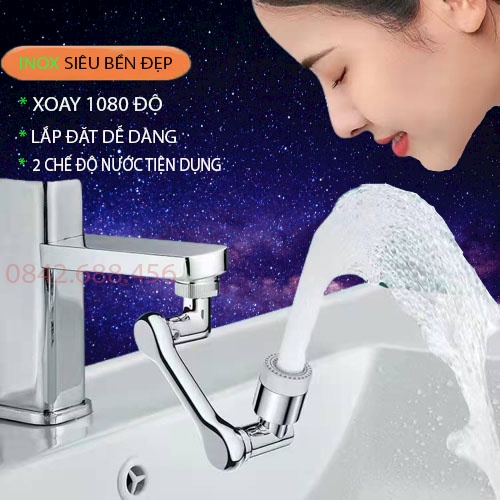 Đầu Nối Vòi Nước INOX Thông Minh Xoay 1080° Cho Bồn Rửa Chén Với 2 Chế Độ Phun Nước Tiết kiệm