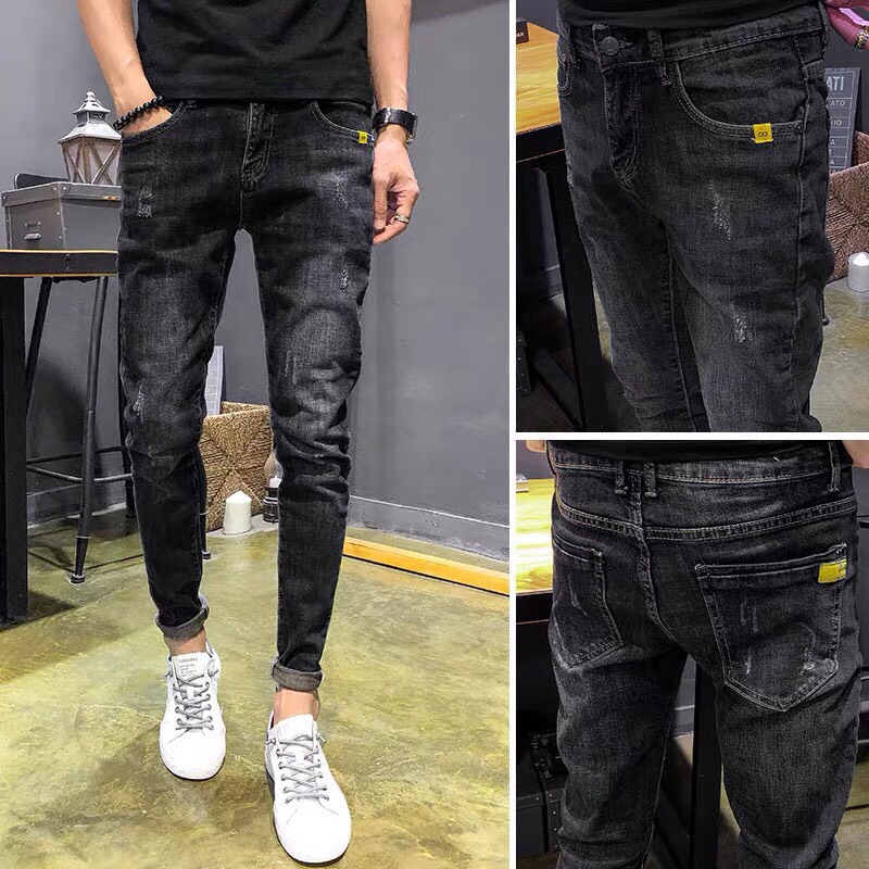Quần jeans nam ôm co giãn 4 chiều skinny jean nam không rách chất bò màu xám rách thời trang MS19 MHMen