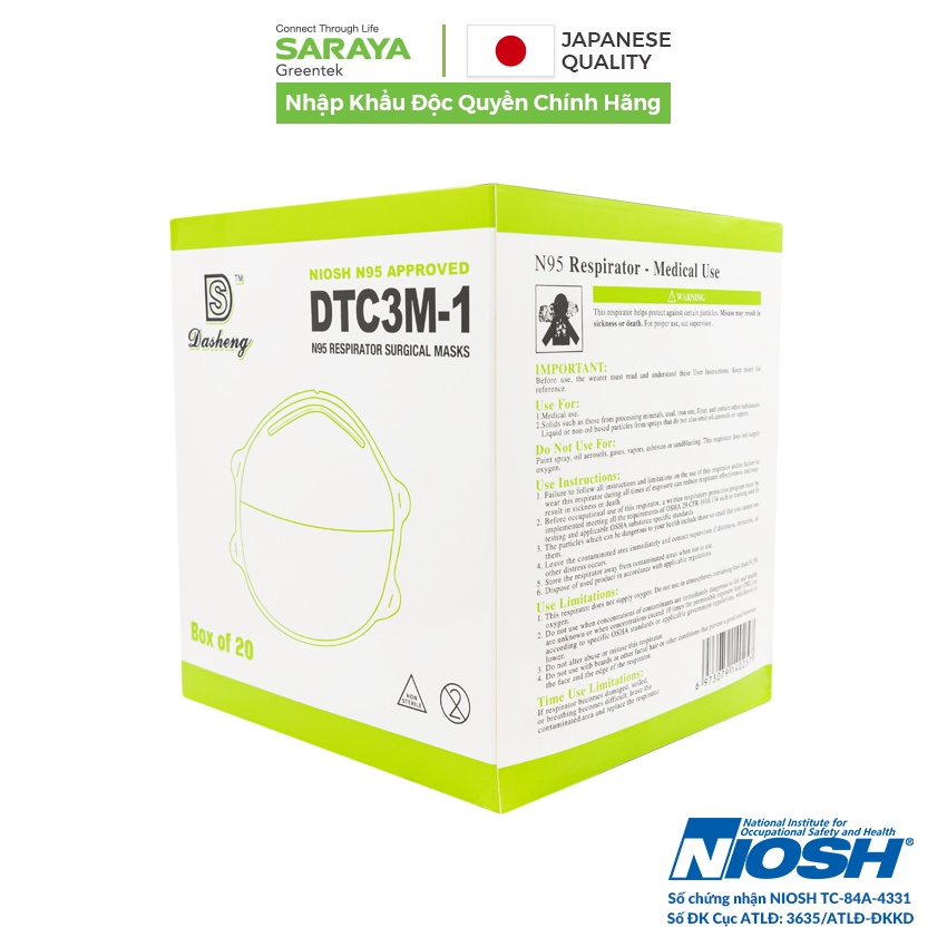 Ảnh Khẩu trang lọc bụi DTC3M-1 N95, đạt tiêu chuẩn NIOSH của Mỹ 2