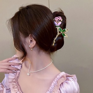 Kẹp Tóc Hình Hoa Hồng Bằng Kim Loại Thanh Lịch Lãng Mạn