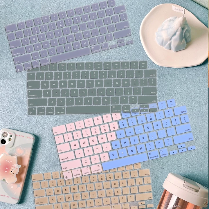 Miếng Dán Bàn Phím Silicone Nhiều Màu Cho Macbook Air Pro 13 14 M1 M2 A2338 A1466 A2442 Macbook A2251 A2289 A2338 M1 Air 13 A2337 A2681