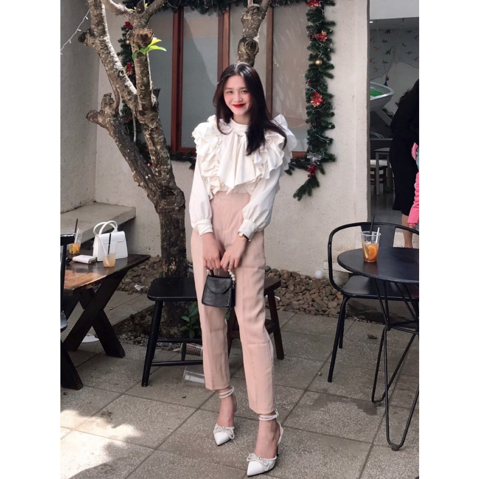 Quần Baggy Cao Cấp Nữ Lưng Cạp Cao 2 Cúc Lệch Vải Quần Tây Vitex Loại Đẹp Mặc Tết m87