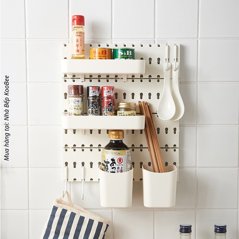 Kệ Pegboard Dán Tường KOOBEE – Kệ Gắn Tường Trang Trí Nhà Bếp, Phòng Làm Việc, Phòng Ngủ, Không Cần Khoan (DC20)