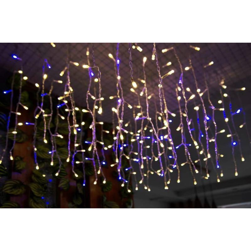Đen led mành trang trí lễ tết noel dài 8m ánh sáng vàng pha xanh dương ...