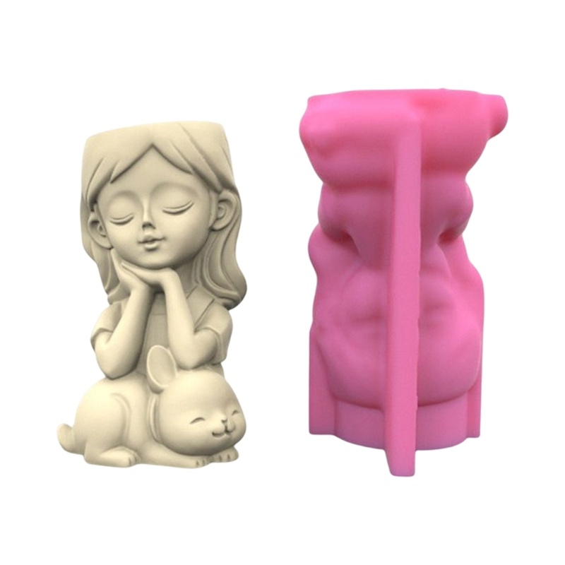 Khuôn silicone Làm Chậu Hoa / Cây Mọng Nước Hình Thỏ / Cô Gái 3d