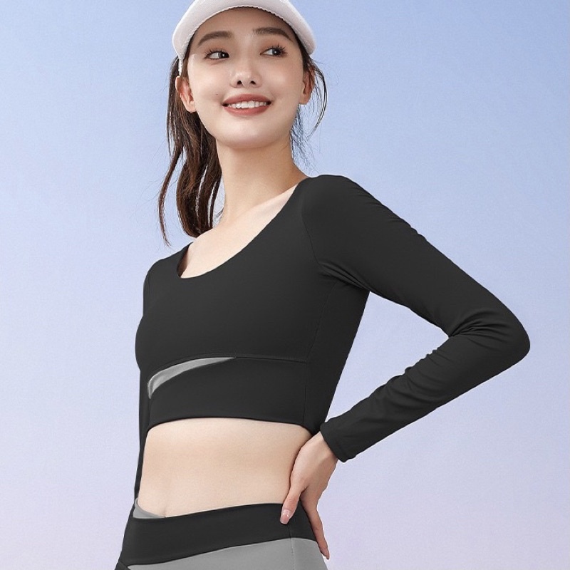 Bộ Quần Áo Tập Gym,Yoga,Áo Croptop Tay Dài Tập Gym Yoga Cao Cấp