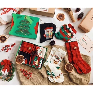 Set Combo Tất Vớ Giáng Sinh Cổ Cao 4 Đôi Đặc Biệt Quà Tặng Noel Giáng Sinh Dễ Thương Ấm Áp