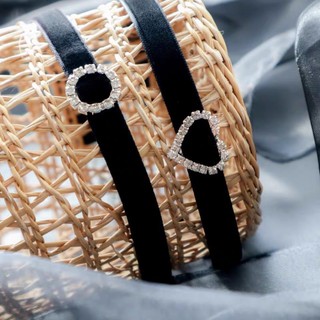 Choker đen đính tag đá sang chảnh, choker đá sáng lấp lánh Chồi accessories phong cách - B63