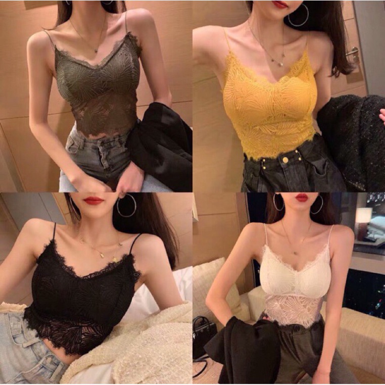 Áo bra ren hoa lá có đệm mút nâng ngực sang chảnh