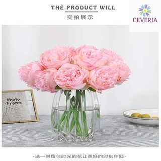 Bó hoa đại đóa trà Mẫu đơn PEONY bông to 10 cm cao 32 trang trí từ lụa cao cấp rất sang trọng
