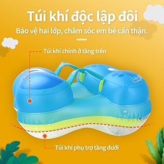Phao Bơi Cho Bé Hình Cá Voi Gấu, Vòng Bơi Dưới Nách An Toàn, Có Thể Tháo Rời, Bơm Hơi Cho Trẻ Em