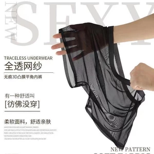 Full Thoáng Khí Lưới Đen Quần Lót Nam Boxer Quần Đùi Ice Silk Gợi Cảm Siêu Mỏng Trong Suốt Khỏa Thân Dưới1