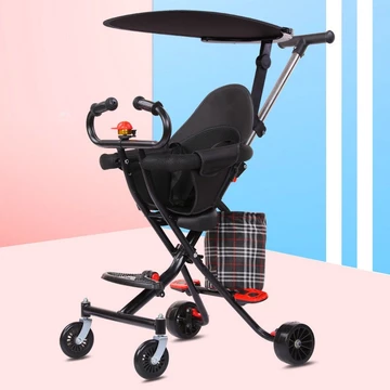 Sản phẩm chăm sóc em bé đi dạo em bé Xe đẩy gấp bốn bánh xe Xe đẩy hai chiều chống lật cho trẻ em 1-6 tuổi-Xe đẩy em