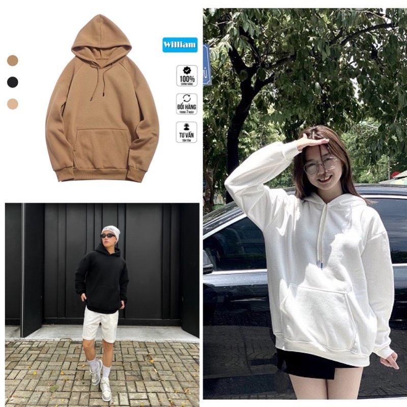 Áo Nỉ Hoodie ,Nỉ Bông Trơn Basic Nam Nữ Form Rộng Thu Đông