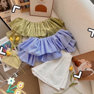 Áo croptop bẹt vai bèo xinh chạy nhún sao ôm đen trắng đẹp VANISA A100