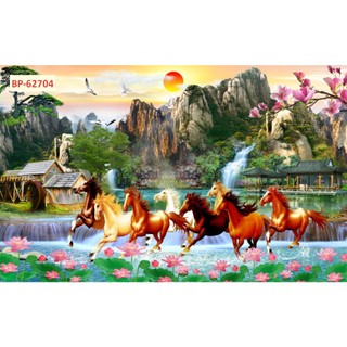 Tranh Dán Tường 3D Mã Đáo Thành Công giành cho phòng làm việc, phòng khách