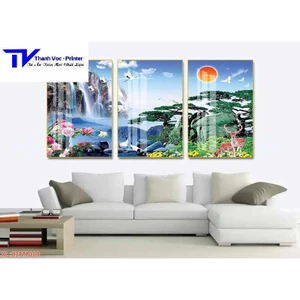 Bộ 3 Tranh Treo Tường Phong Thủy Sơn Thủy Hữu Tình (Bộ 3 tấm)