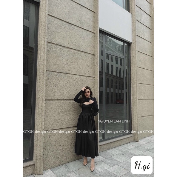 VÁY DÁNG DÀI XOÈ phối cổ vuông chất zip siêu SANG trọng