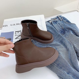 Sz 23 - 35 Bốt Cổ Cao Da Trơn Màu Vintage Khóa Cạnh Cho Bé Gái 4-8 Tuổi K172