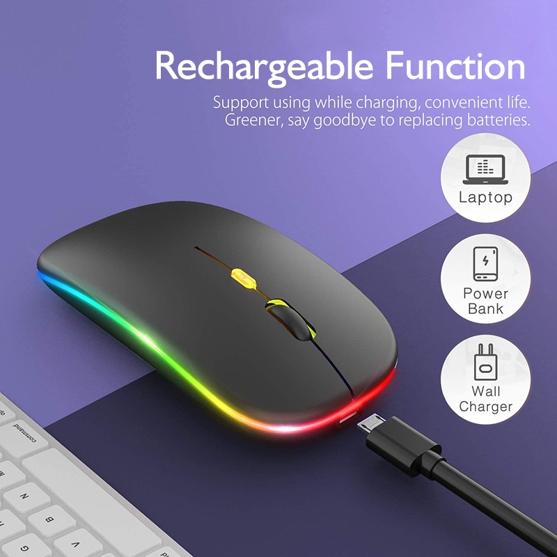 Chuột không dây，Chuột Bluetooth, Chuột không dây sạc pin bằng USB, Click Không Gây Tiếng Ồn, Khoảng Cách Tín Hiệu 10-20m