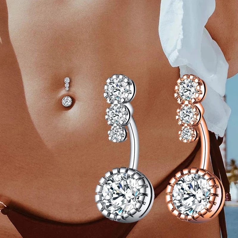 Rốn Mặt Dây Chuyền Xuyên Cơ Thể Trang Sức Thời Trang Zircon Pha Lê Bụng Nút Nhẫn Nữ Phẫu Thuật Thép Thả Tòn Ten Rốn Nhẫn Thời Trang Cơ Thể Bụng Thanh Xuyên Trang Sức