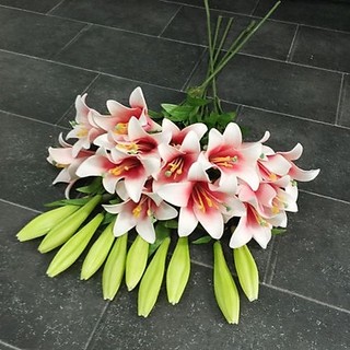 Cành hoa loa kèn giả 3 bông, 2 nụ cao 55 cm chất liệu xốp cao cấp và nhựa, hàng nhập khẩu -CEVERIA