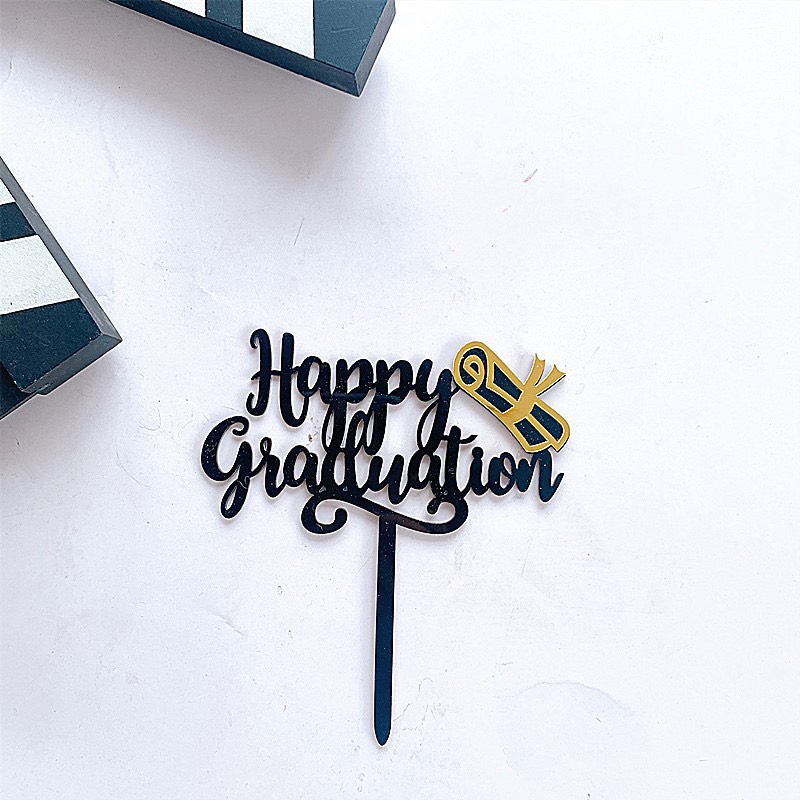 Que cắm mika, topper cake trang trí bánh kem Happy Graduation ...