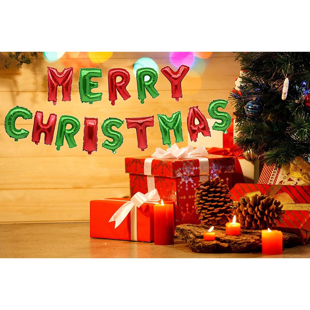 Bóng MERRY CHRISTMAS trang trí Giáng Sinh  Bóng nhôm chữ merry christmas